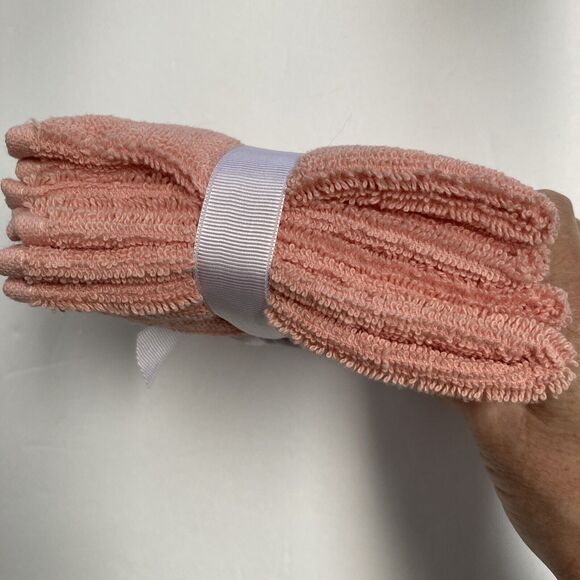 Turkish Home Coral Wash Cloths Cotton Set of Four 12x12 inch - Picture 6 of 7